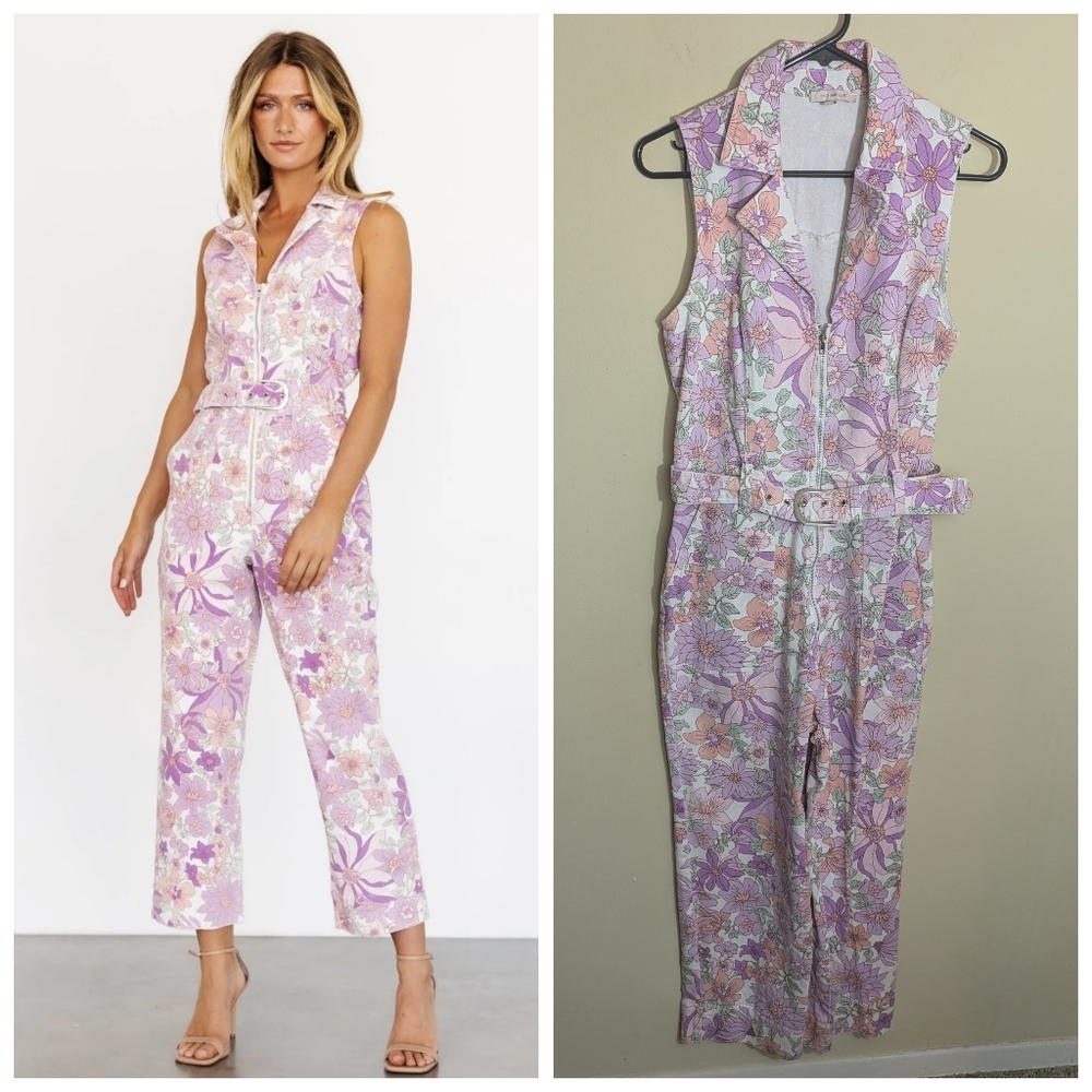 Skies Are Blue funky purple pink floral jumpsuit